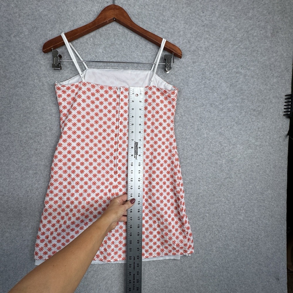 Mi Ami Floral Print Mini Dress Size M White Orange Cotton Lined Spaghetti Strap - Picture 6 of 13